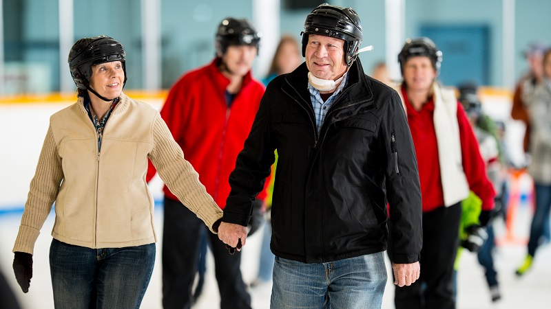 Senior adults and other participants ice skating