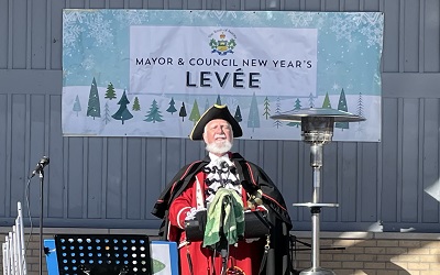 Town Crier at Mayor Levee event on stage