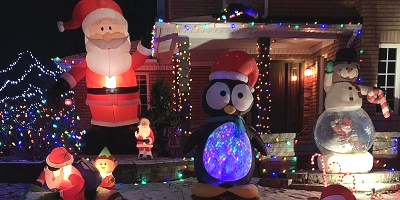 House decorated with Christmas display