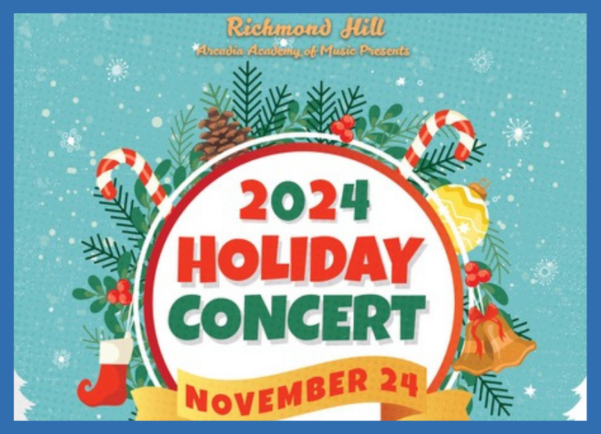 Graphic with details about holiday concert written on it