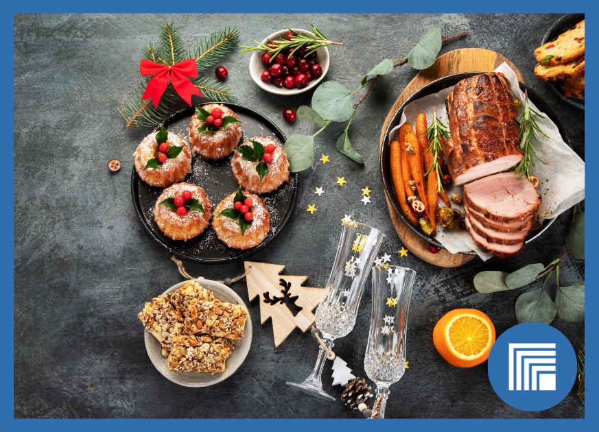 Overhead shot of Christmas foods