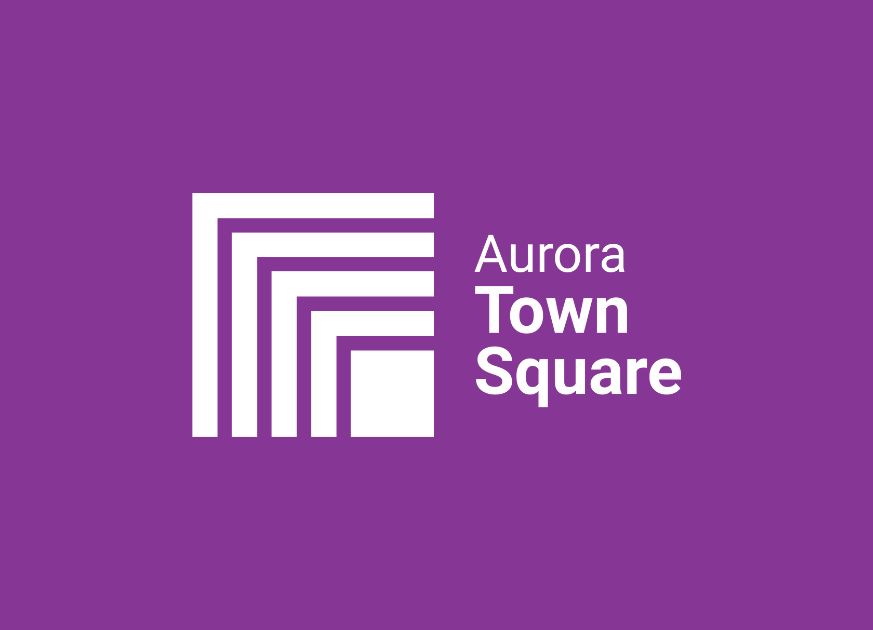 Aurora Town Square logo on purple, image placeholder