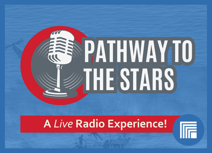 Graphic with microphone that says "Pathway To The Stars"